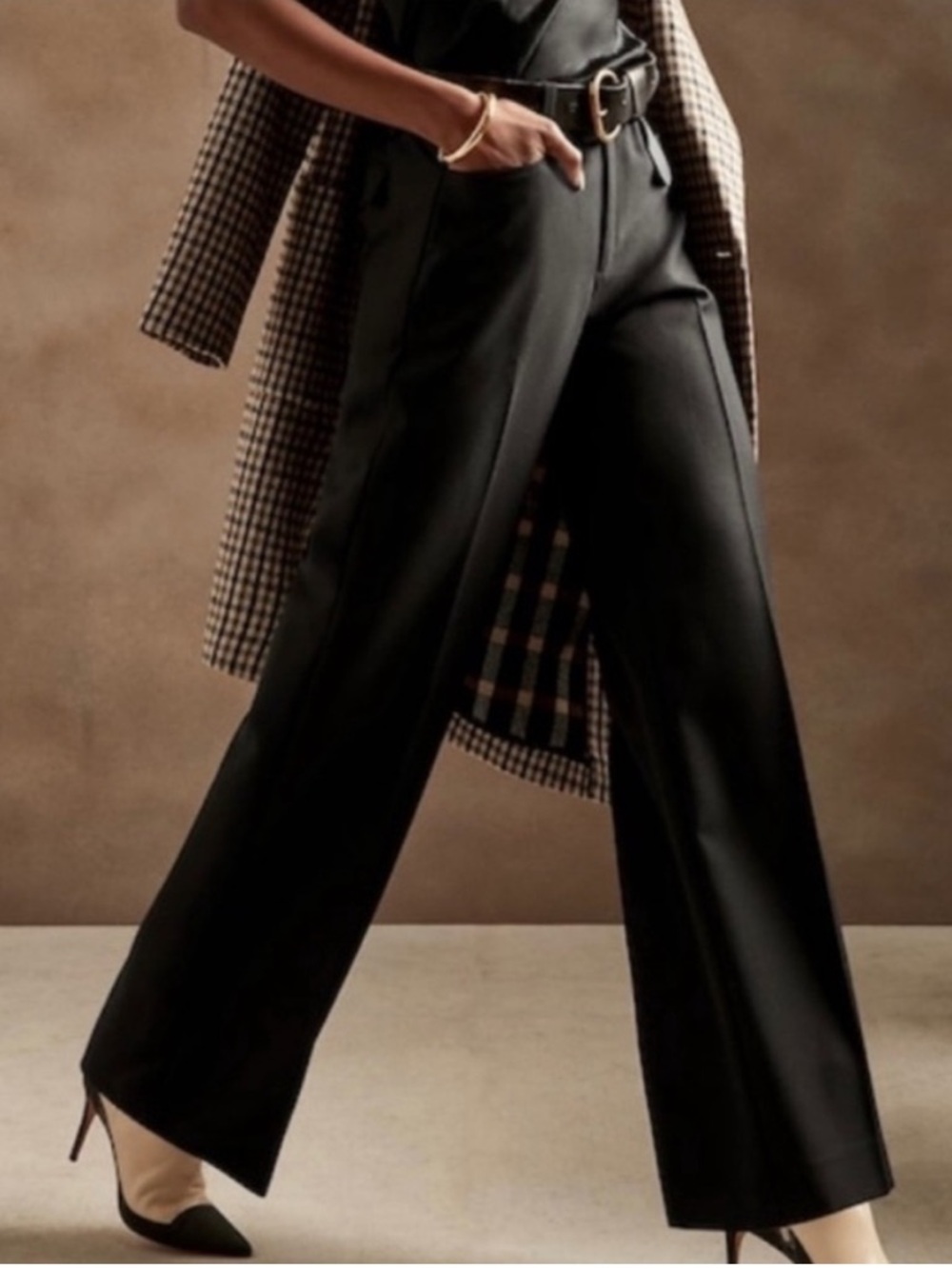 Banana Republic Women's Black Lido Wide Leg Wool Pants trousers - Size 12